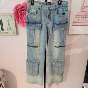 NWT AZI Light Blue Cargo Jeans
